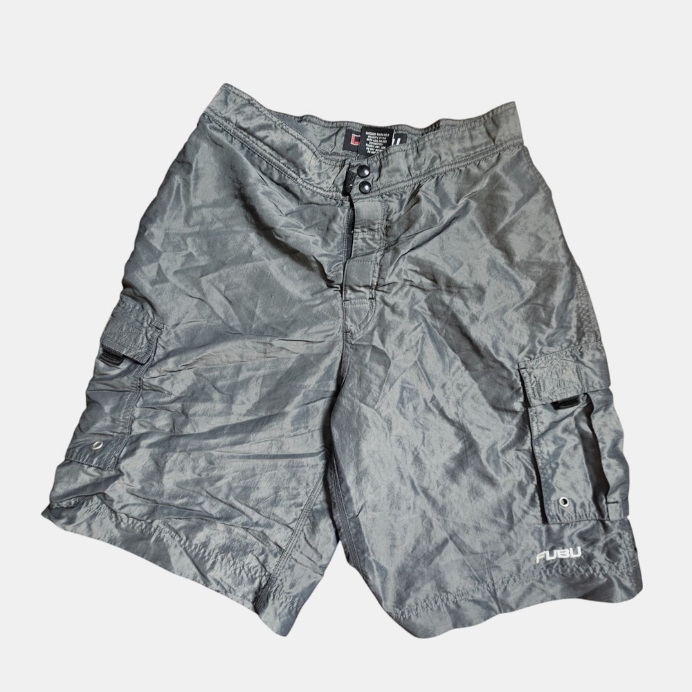 Vintage Fubu Baggy Nylon Cargo Shorts 32 Nylon Blend Hip Hop‎ Skater Retro Y2K